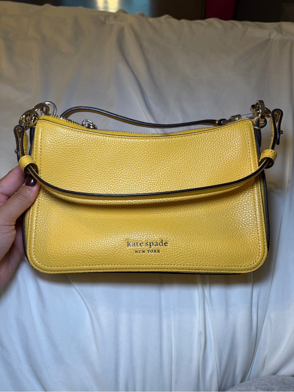 kate spade Yellow Pebbled Leather Shoulder Bag